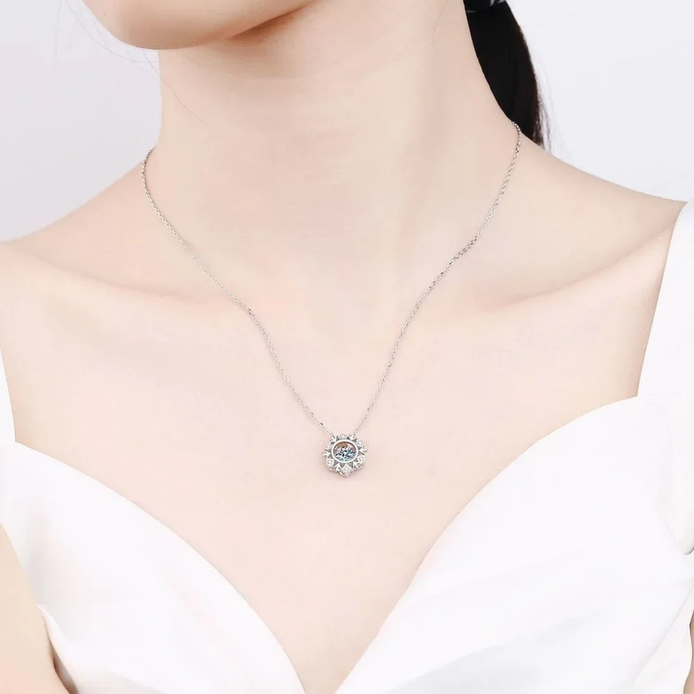 Certified 1/2ct. t.w. Moissanite Diamond Dancing Snowflake Necklace NEW - Picture 3 of 9